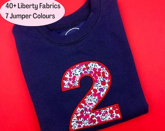 Liberty of London Children's Number Sweatshirt | Personalised Birthday Kids Jumper
