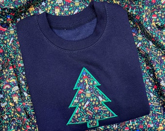 Sweat-shirt Liberty of London arbre de Noël pour enfant | Pull/pull de Noël personnalisé