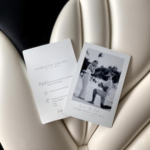 Vintage Polaroid Style Save the Date | Doppelseitige Vorlage | Speichern Sie unsere Datumskarte Canva | Moderne Monogramm Aloha Bekleidung CoXMarlets Delights
