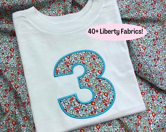 Liberty Kids Birthday T-Shirt | Liberty of London Number T-Shirt | Personalised Birthday / Number T-Shirt | Kids party outfit