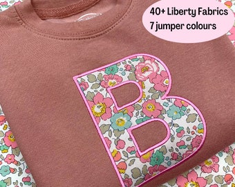 Liberty of London Anfangs- oder Zahlen-Sweatshirt für Kinder | Personalisierte Geburtstag Pullover