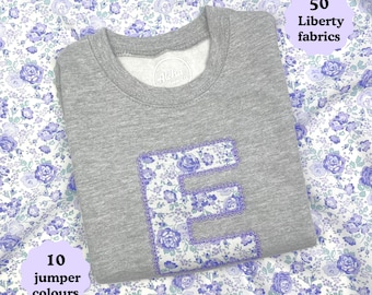 Children's Liberty LACE edge Initial or Number Sweatshirt