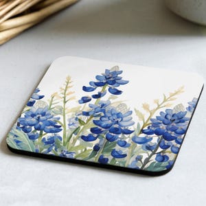 Pressed Flower Coaster Bluebonnet Design Rustic Chic Home Decor Botanical Table Protection Mat Art Nature Enthusiast Gift Idea Kitchen
