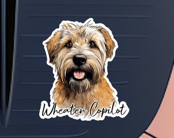 Adesivo inspirado no Wheaten Terrier - companheiro fofo do copiloto para seu carro ou laptop
