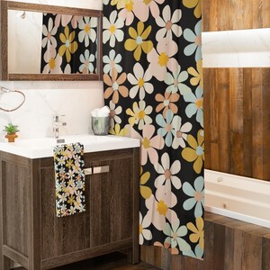 Tenda da doccia per bagno, tessuto in poliestere resistente all'acqua, dimensioni standard, design elegante, accessorio decorativo, schermo moderno e durevole. immagine 6