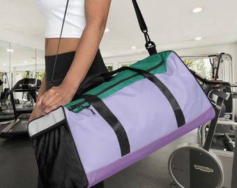 Colorblock Duffel Bag Travel Accessory Weekend Getaway Large Capacity Gym Four Color Modern Patchwork Multi Tone Fitness Carry Overnight