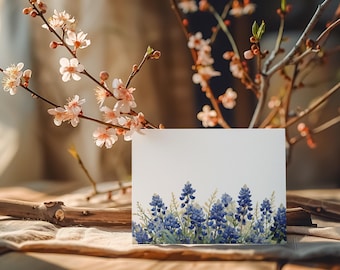Texas Bluebonnet Card Botanical Art Thank You Sentiment Card Get Well Mailing Card Pressed Flower Nature Inspired Notecard Design