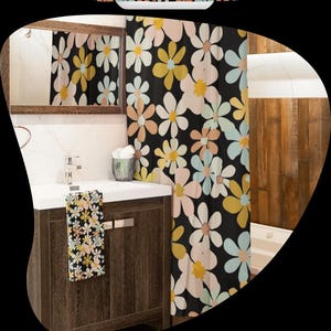 Tenda da doccia per bagno, tessuto in poliestere resistente all'acqua, dimensioni standard, design elegante, accessorio decorativo, schermo moderno e durevole. immagine 11