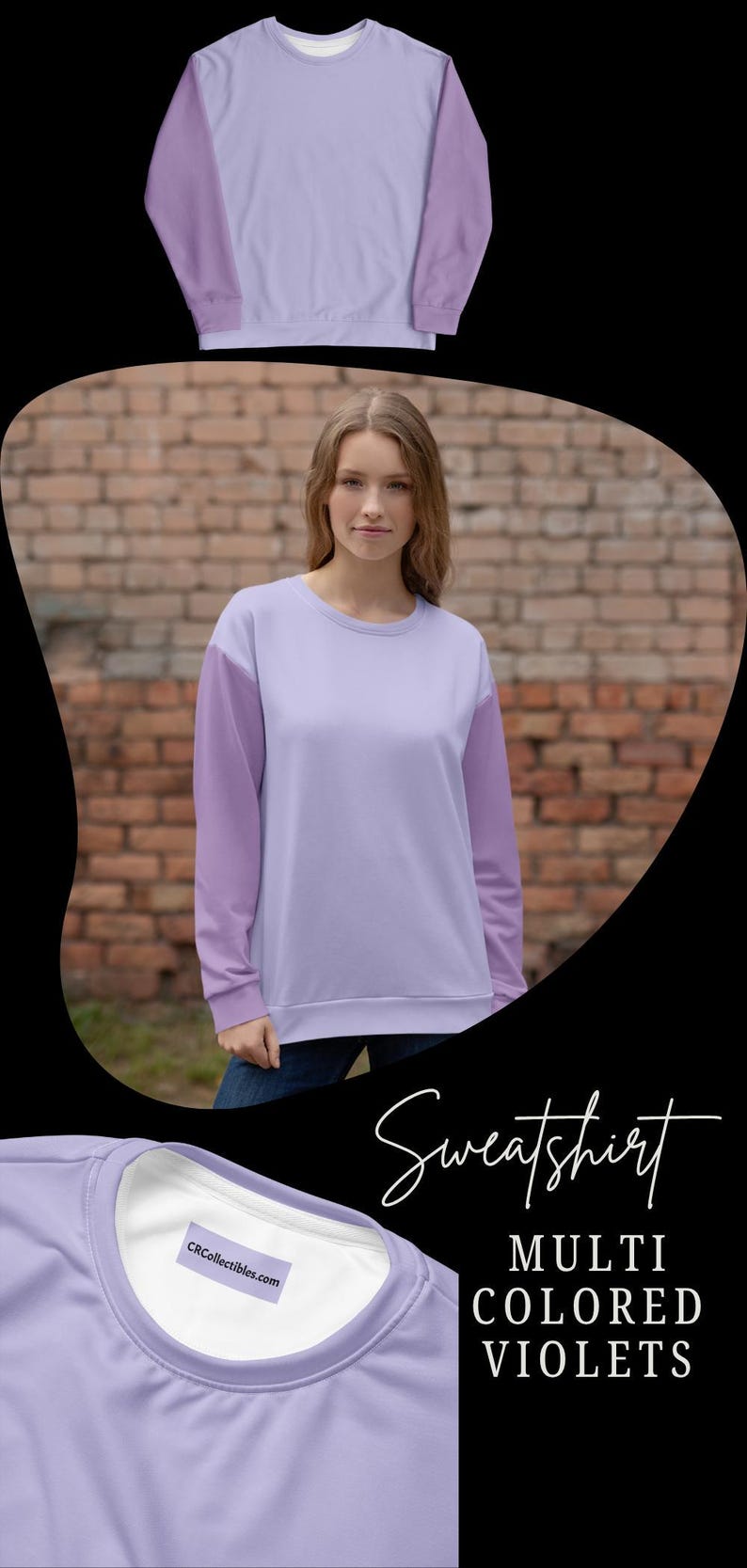 Unisex Printed Sweatshirt Eco Friendly Sustainable Fashion Comfortable Clothing Recycled Fabric Brushed Fleece Interior Garment Hand Sewn image 10