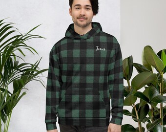 Personalized Flannel Hoodie Custom Sweatshirt Vintage Style Retro Pullover Nostalgic Gift Family Reunion Matching Outfit Casual Wear Fall