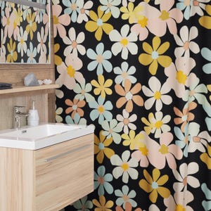 Tenda da doccia per bagno, tessuto in poliestere resistente all'acqua, dimensioni standard, design elegante, accessorio decorativo, schermo moderno e durevole. immagine 7