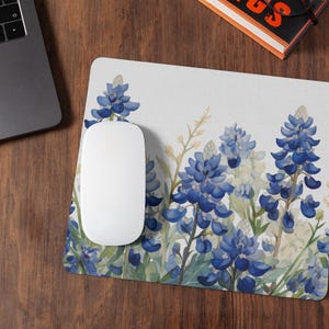 Bluebonnet Mousepad Texas Floral Accessory Desk Pad Office Decoration Nature Inspired Artistic Design Workspace Enhancement Botanical Gift