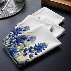 Bluebonnet Cloth Napkin Dining Table Linen Set Elegant Dinner Accessory Textile Kitchen Decor Texas Wildflower Blue Flower Tableware