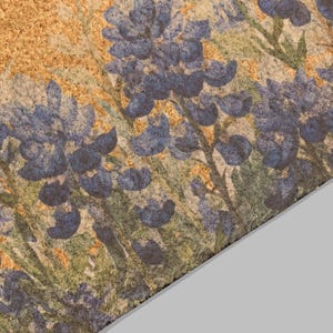 Texas Style Bluebonnet Doormat Natural Coir Material Front Door Welcome Mat Rustic Home Decoration Flower Design Pattern Entryway Solution Dirt Removing Functionality Durable Construction Quality Coconut Fiber Texture Outdoor Covered Porch