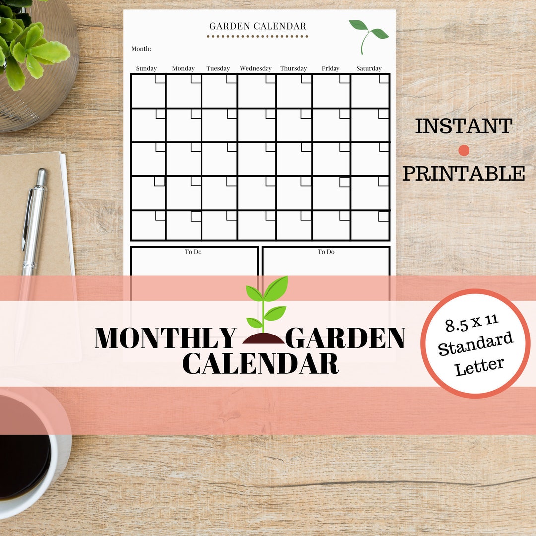 Monthly Garden Calendar Printable for Garden Planning. Etsy