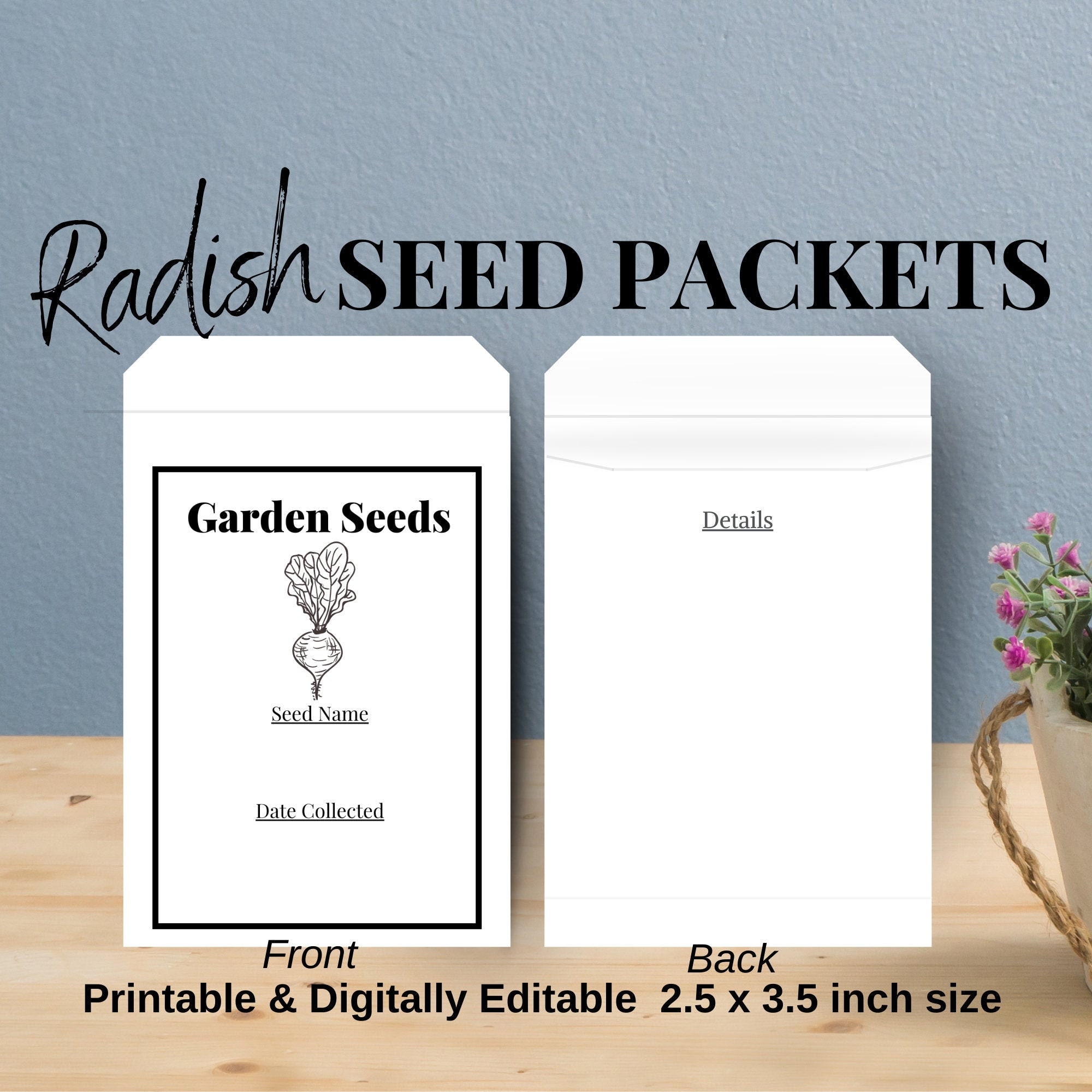 Radish Vegetable Garden Seeds Packets Printable for Saving - Etsy