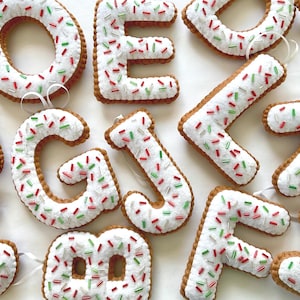 Alphabet & Number Sugar Cookie Felt Ornaments | Holiday Christmas Decor Ornaments