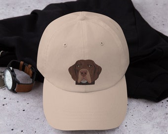 Cappello Labrador cioccolato ricamato: berretto da baseball unisex in twill di cotone