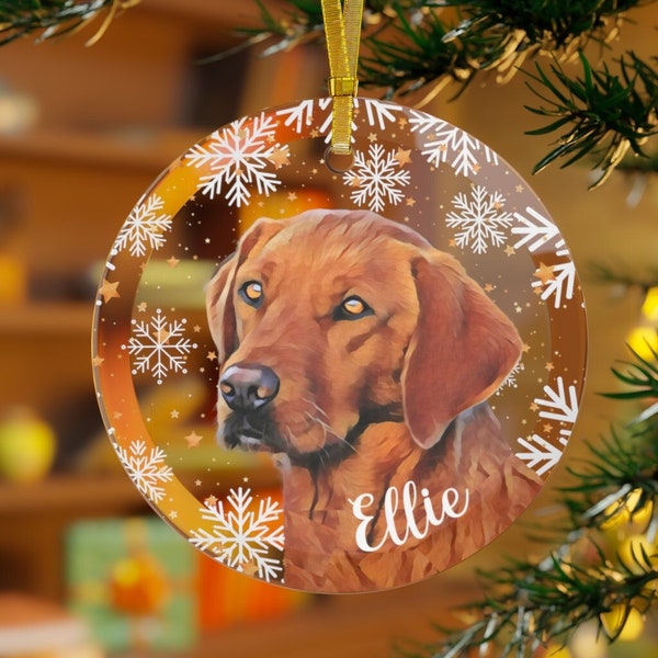 Fox Red Labrador Ornament, Glass Holiday Decor, Holiday Bauble, Labrador Retriever Gifts, Red Fox Labrador Mom, Christmas Stocking Stuffer