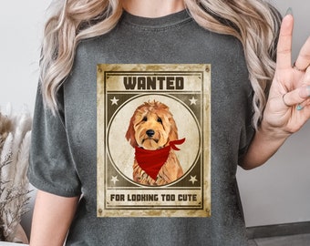 Gesucht Goldendoodle Comfort Colors T-Shirt: Retro Western Hunde-T-Shirt