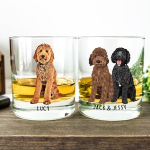 Personalized Goldendoodle dad gift, whiskey glass, dog dad gifts, doodle mom gifts, wedding gift, anniversary gift, pet loss gift