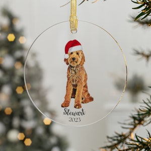 Adorno navideño personalizado Goldendoodle, regalos de garabatos, adorno de mamá perro, papá garabato, Labradoodle, perros primer adorno de árbol de Navidad