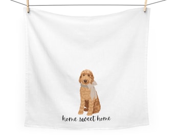Goldendoodle flour sack kitchen tea towel, golden doodle tea towel, farmhouse hand towel, golden doodle dish towel, 100% cotton, doodle gift