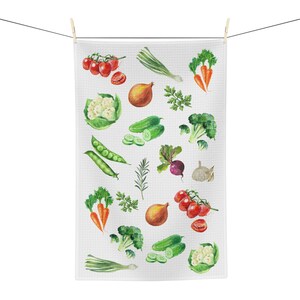 Kitchen vegetable tea towel, dish towel kitchen decor, Housewarming gift, Farmhouse towel, grandma gift, wife gift