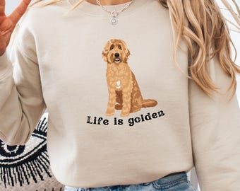Retro Life Is Golden Doodle Sweatshirt, Goldendoodle Shirt, Doodle Gifts, Doodle Mama Sweater, Doodle Dad, Dog Mom Sweatshirt, Doodle Hoodie