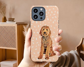 Peach Goldendoodle Phone Case, iPhone 15 Case pro max, Goldendoodle Gifts, mothers day gift, doodle mom birthday gift, summer phone coved
