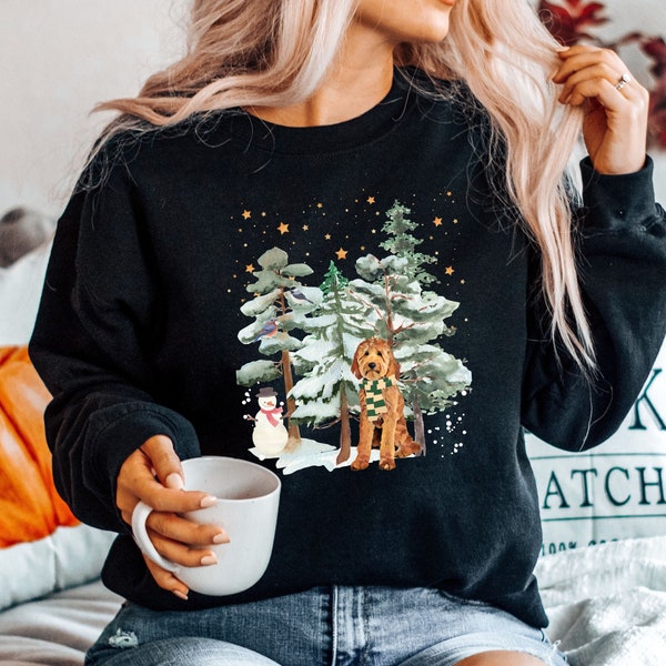 Goldendoodle Winter-Sweatshirt, Golden Doodle Weihnachtsgeschenke, Hundemama Sweatshirt, Goldendoodle Weihnachtspullover, Cockapoo Pullover