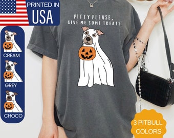 Ghost Pitbull Halloween-shirt, comfortkleuren shirt, spookachtige Pitbull, herfst Pitbull, spookhond-T-shirt, Pitbull-cadeaus, Pittie-moeder, pitbull-vader