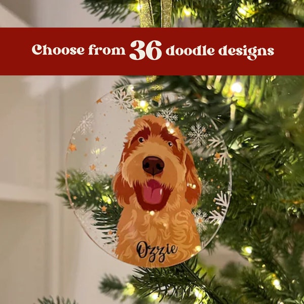 Personalized Glass Goldendoodle ornament, golden doodle ornament, f1b goldendoodle, Labradoodle ornament, dogs first Christmas Tree Ornament