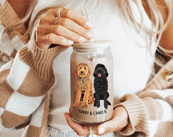 Goldendoodle glass, iced coffee glass, goldendoodle gifts, bernedoodle, latte mug, mothers day gift, labradoodle, daughter birthday gift