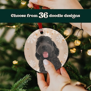 Adorno de Goldendoodle negro, decoración navideña para perros, metal, regalos de Goldendoodle, regalo para amantes de los doodles, adorno navideño de Doodle