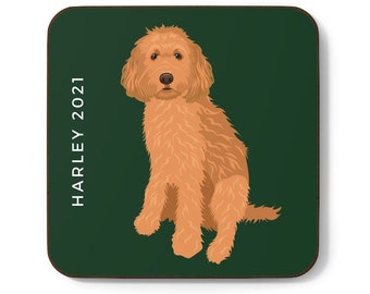 Apricot Golden doodle coaster, goldendoodle gifts, best friend birthday gift, new puppy gift, doodle ornament, personalized dog coaster