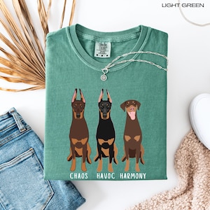 Doberman t-shirt, comfort colors shirt, doberman gift, doberman dad gift, brown doberman mom, doberman pincher, personalized dog owner shirt