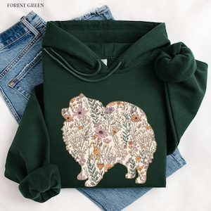 Wildblumen Pommern Spitz Hoodie, Pommern Hund Geschenk, Cottagecore Spitz Mama, Pom Welpen Pullover, Geschenk für Hundebesitzer, Pommern Züchter