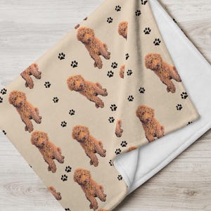 Red Goldendoodle Blanket, baby shower gift, car throw blanket, Golden doodle Gift, doodle mom gift, dog mothers day gift, doodle puppy gift