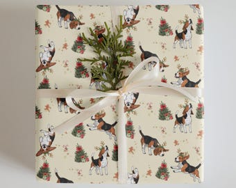 Kerstcadeaupapier Beagle: set van 3 vellen