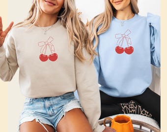 Sweater met kersenrode strik, oversized girly top