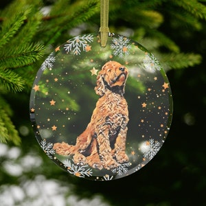 Glass mini Goldendoodle Christmas ornament, apricot doodle ornament, goldendoodle gifts, cavapoo ornament, dogs first Christmas stockin