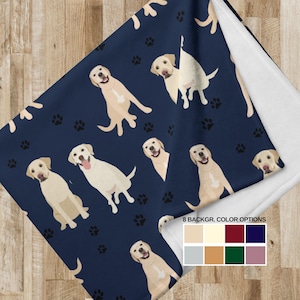Yellow Labrador Fleece Blanket: Dog Paw Print Throw