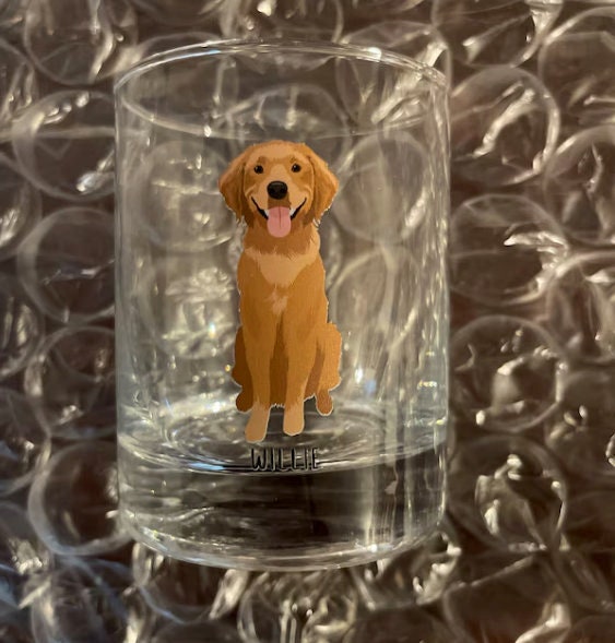 Golden Retriever - porte-clés chien plaqué argent dans une boîte cadeau