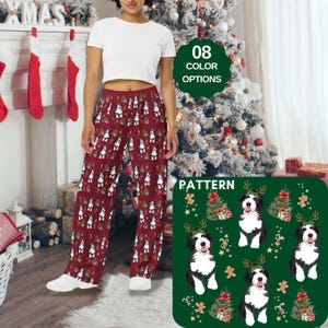 Pantaloni del pigiama natalizi Bernedoodle, pantaloni unisex a gamba larga con motivo doodle, regalo per mamma doodle, regalo Bernedoodle, pantaloni del pigiama per cani, regalo di compleanno per sorella