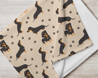 Dachshund Blanket With Paws: Soft Wiener Dog Throw