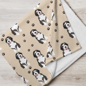 Bernedoodle Blanket, Easter gift for her, dog mom gift, bernedoodle gift, living room couch throw blanket, summer girlie baby shower gift
