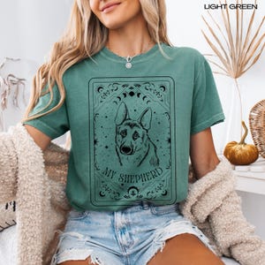 Tarot German Shepherd Shirt, summer gsd gift for her, long hair german sheperd mom t-shirt, shepherd owner gift, best friend birthday gift