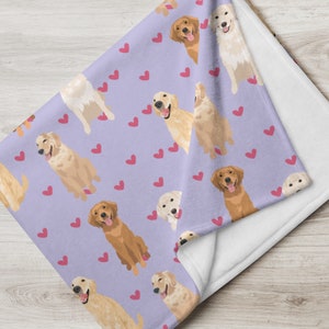 Herz Golden Retriever Decke, Hund Retriever Geschenke, Valentinstag Geschenke, Hundemama Geburtstagsgeschenk, schwarzer Retriever, roter Retriever Papa Geschenk
