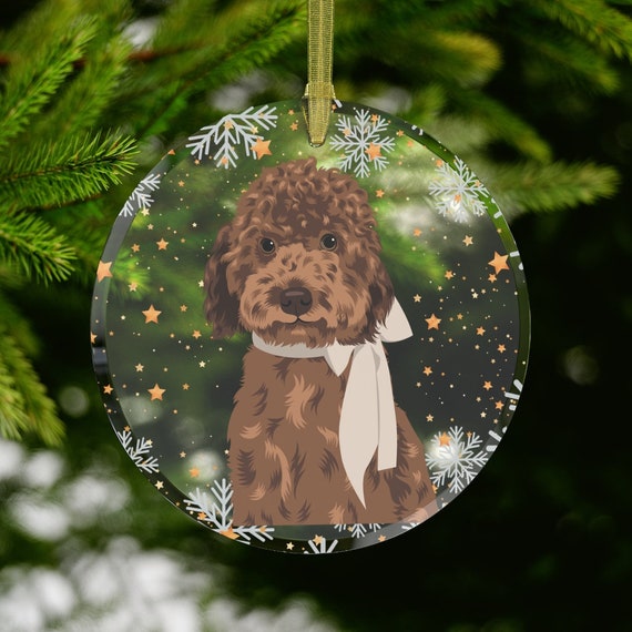 brown goldendoodle christmas ornament